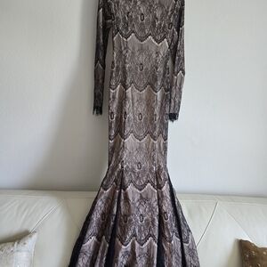 House of CB Black and Cream Lace Gown